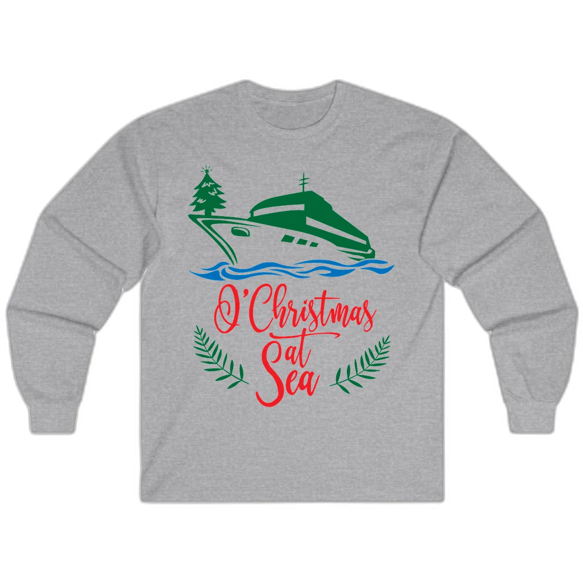 O Christmas At Sea Long Sleeve Tee in Sport Grey