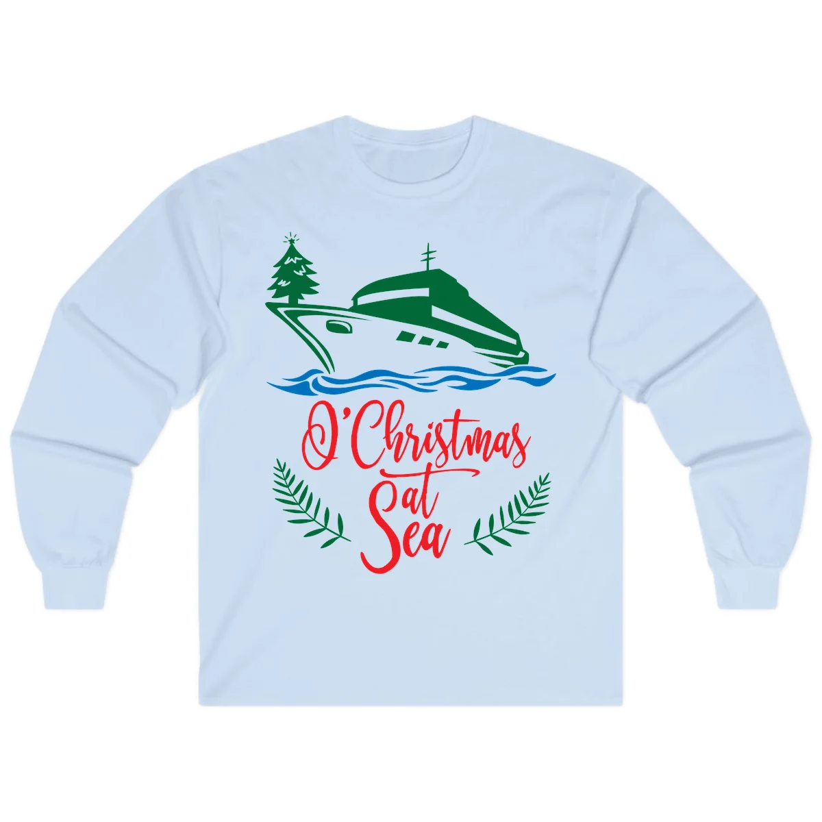 O Christmas At Sea Long Sleeve Tee in Light Blue
