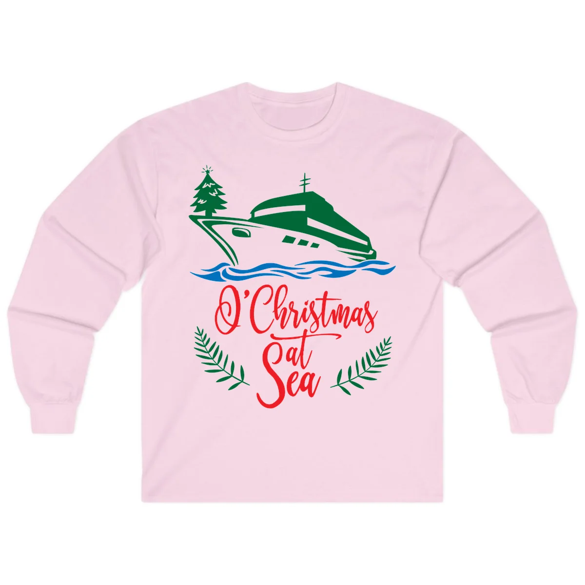 O Christmas At Sea Long Sleeve Tee in Light Pink