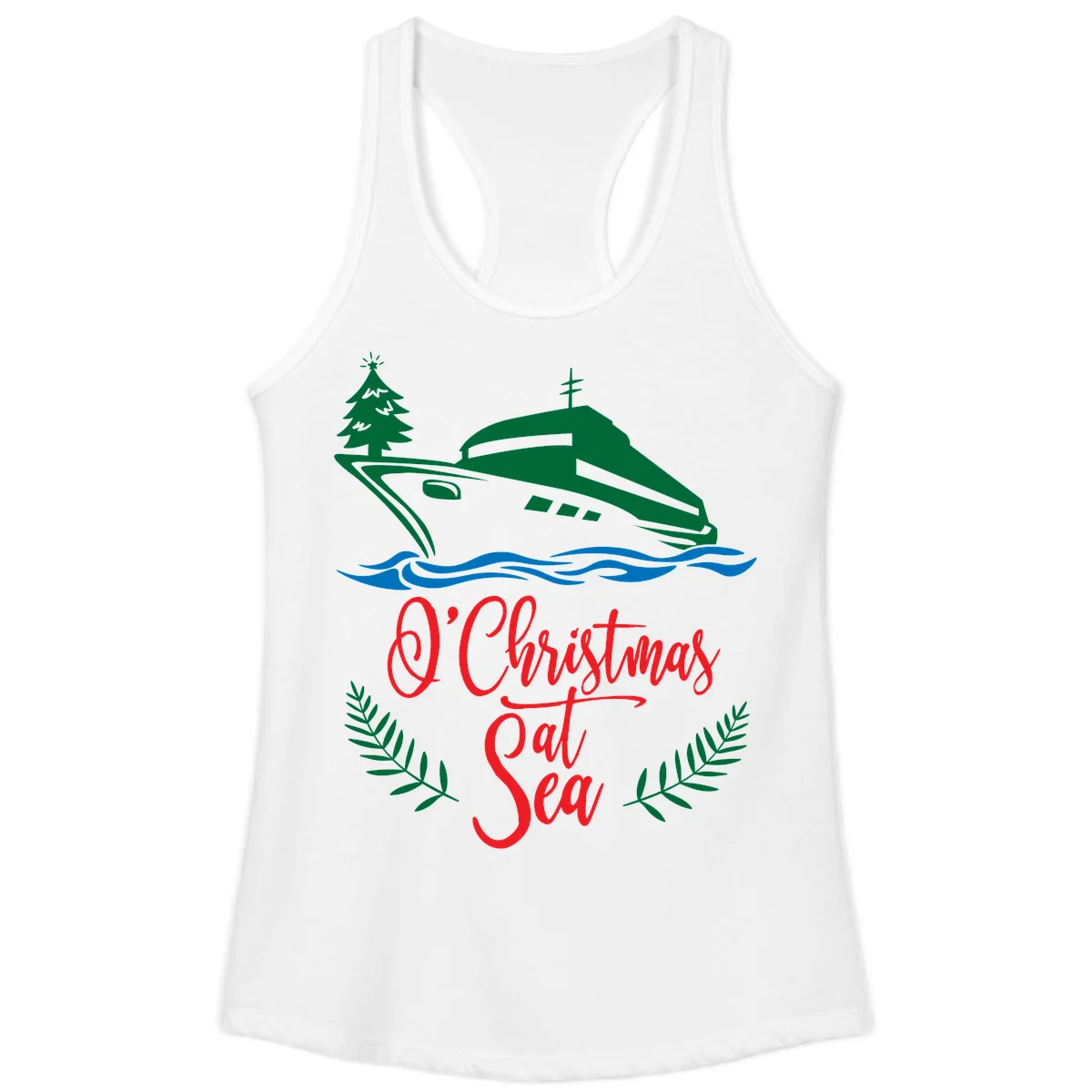 O Christmas At Sea Ladies Tank Top in White