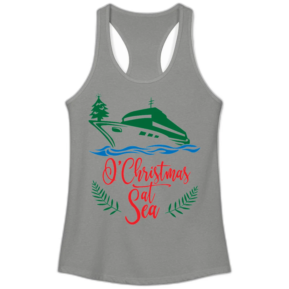 O Christmas At Sea Ladies Tank Top in Heather Grey