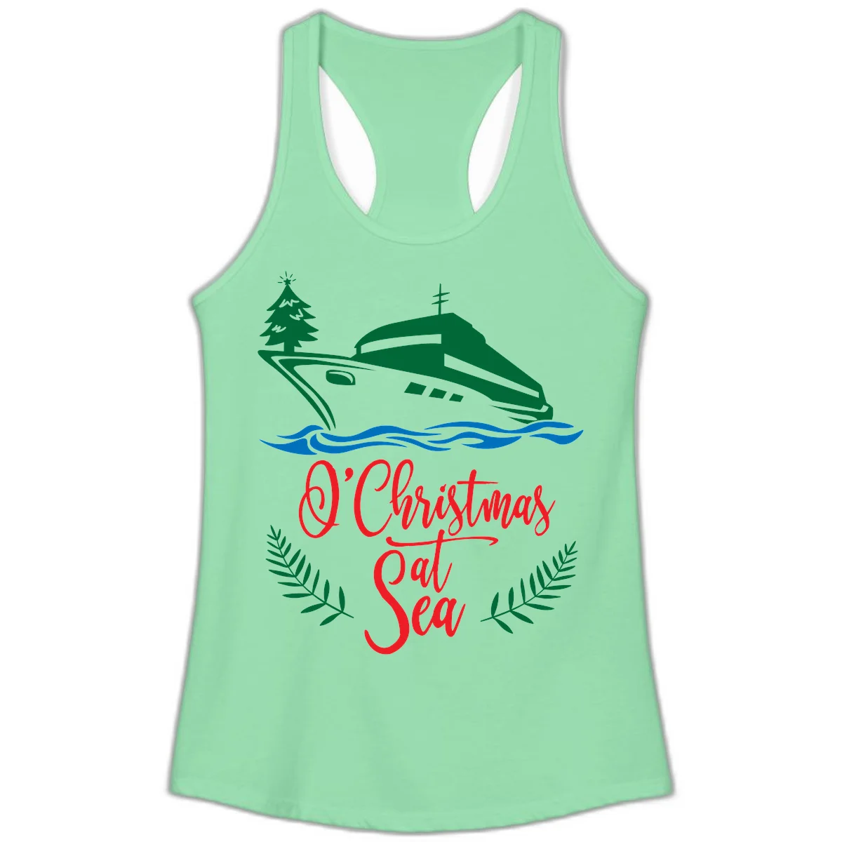 O Christmas At Sea Ladies Tank Top in Solid Mint