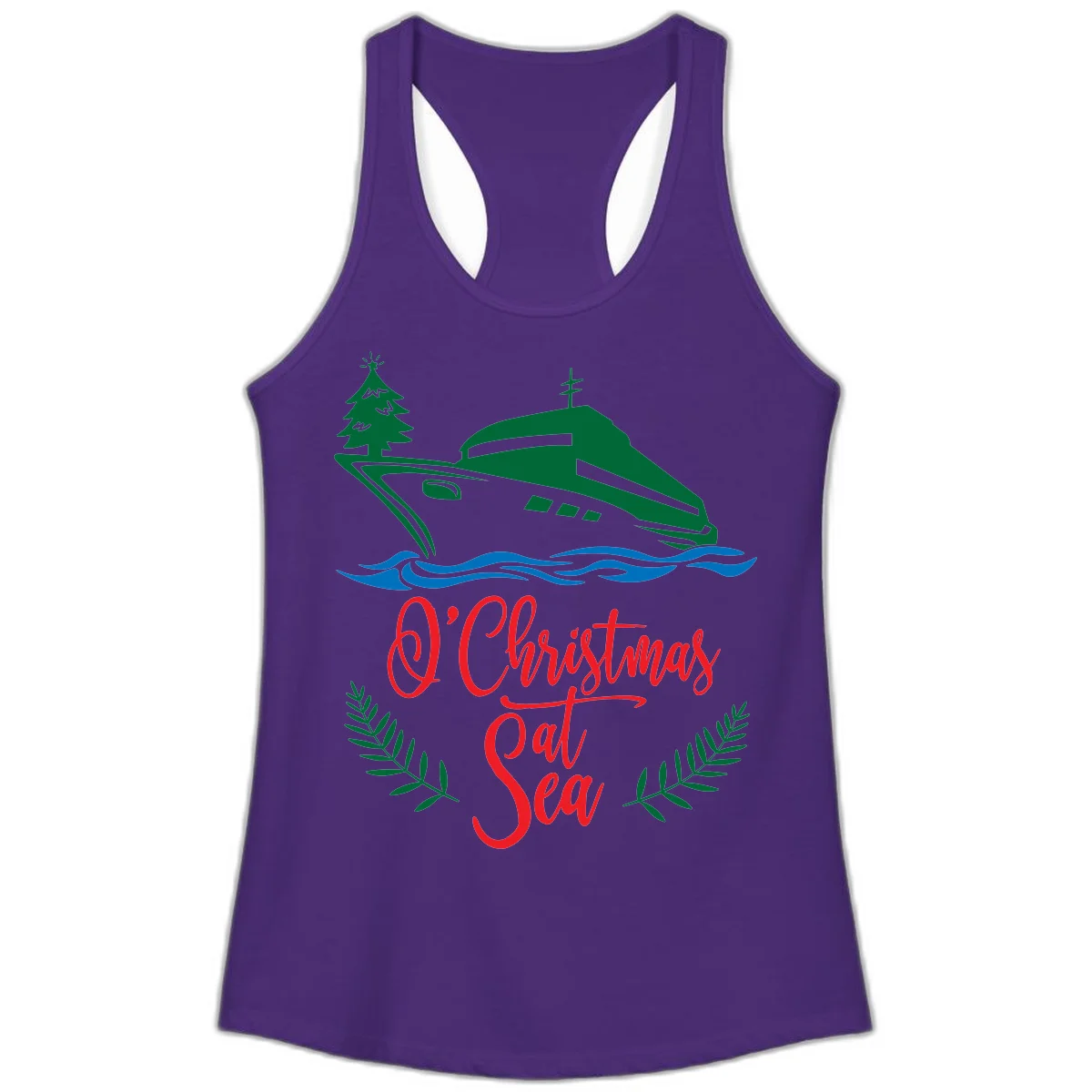 O Christmas At Sea Ladies Tank Top in Solid Purple Rush