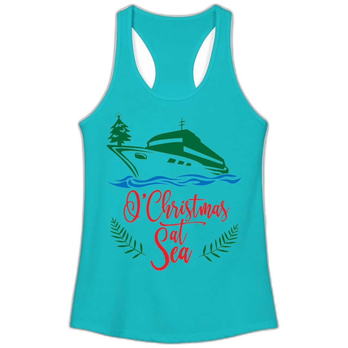 O Christmas At Sea Ladies Tank Top in Tahiti Blue