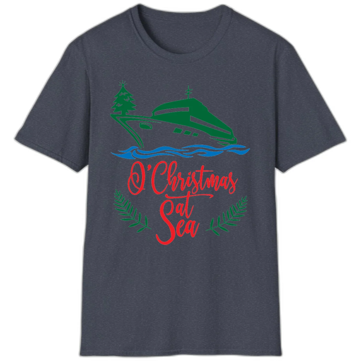 O Christmas At Sea T-Shirt in Heather Navy