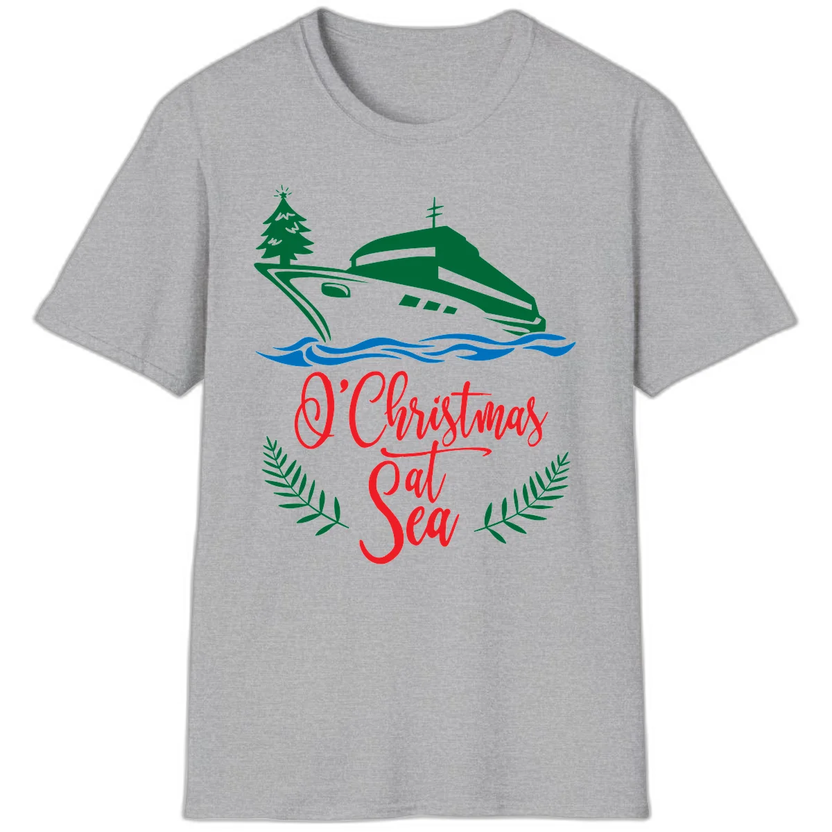 O Christmas At Sea T-Shirt in Sport Grey