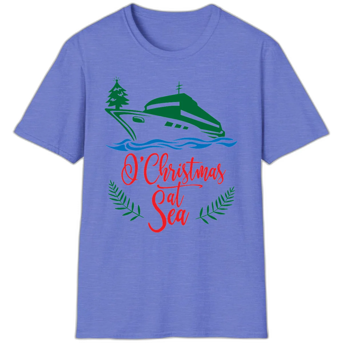O Christmas At Sea T-Shirt in Heather Royal