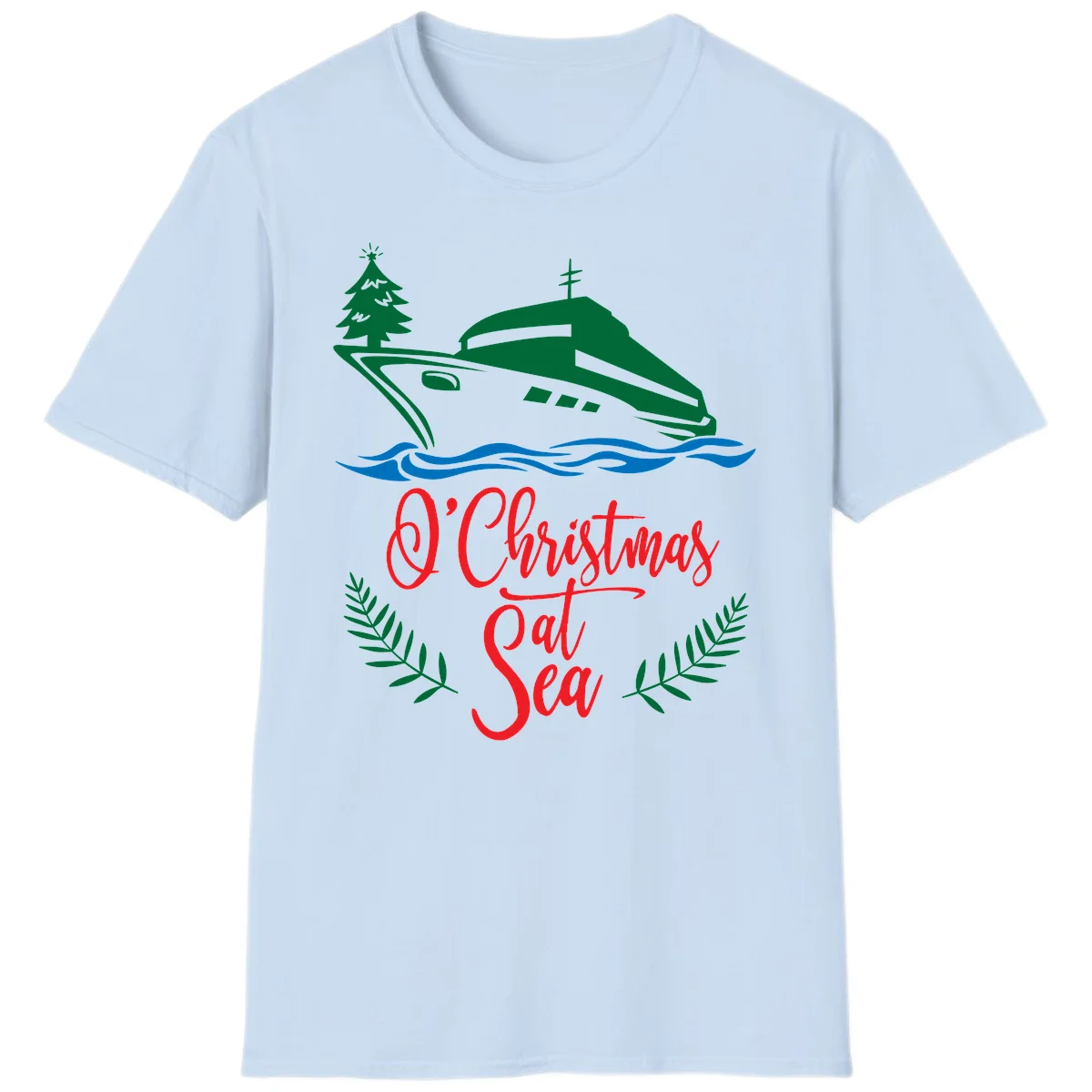O Christmas At Sea T-Shirt in Light Blue