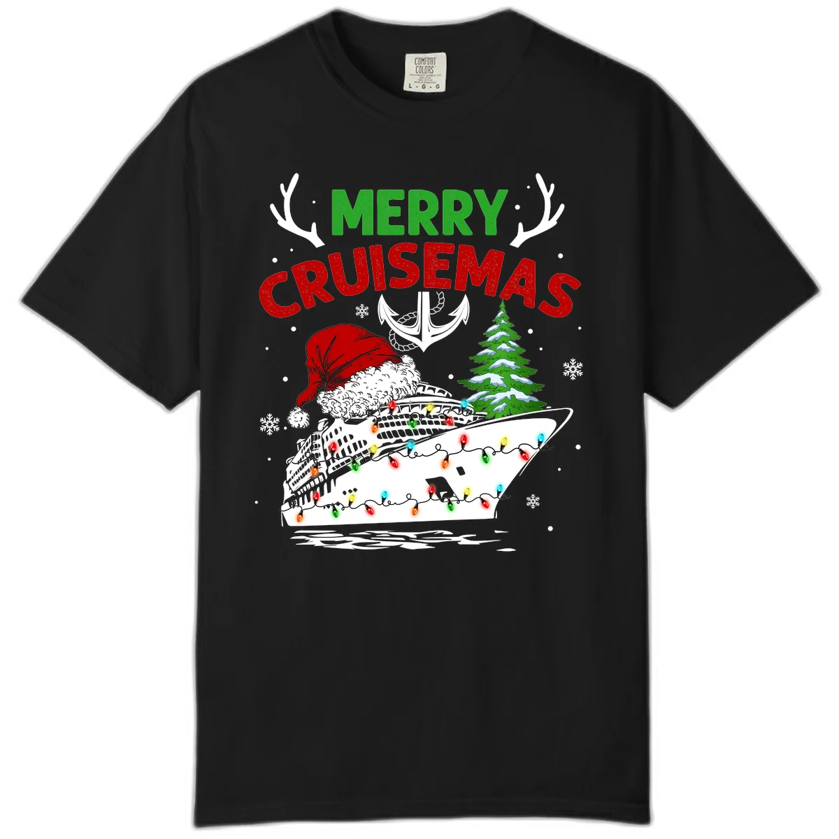 Merry Cruisemas Comfort Color T-Shirt in Black