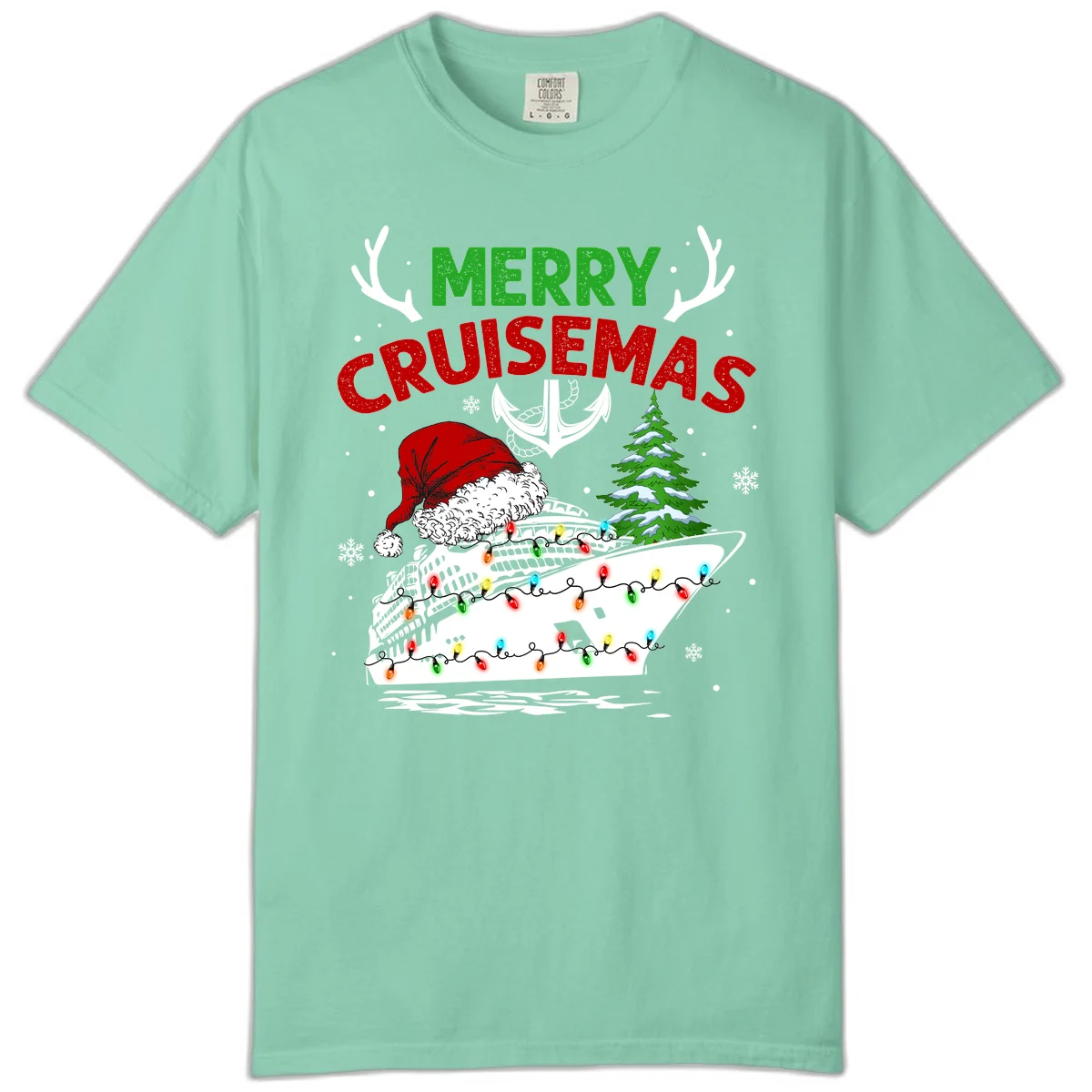 Merry Cruisemas Comfort Color T-Shirt in Island Reef