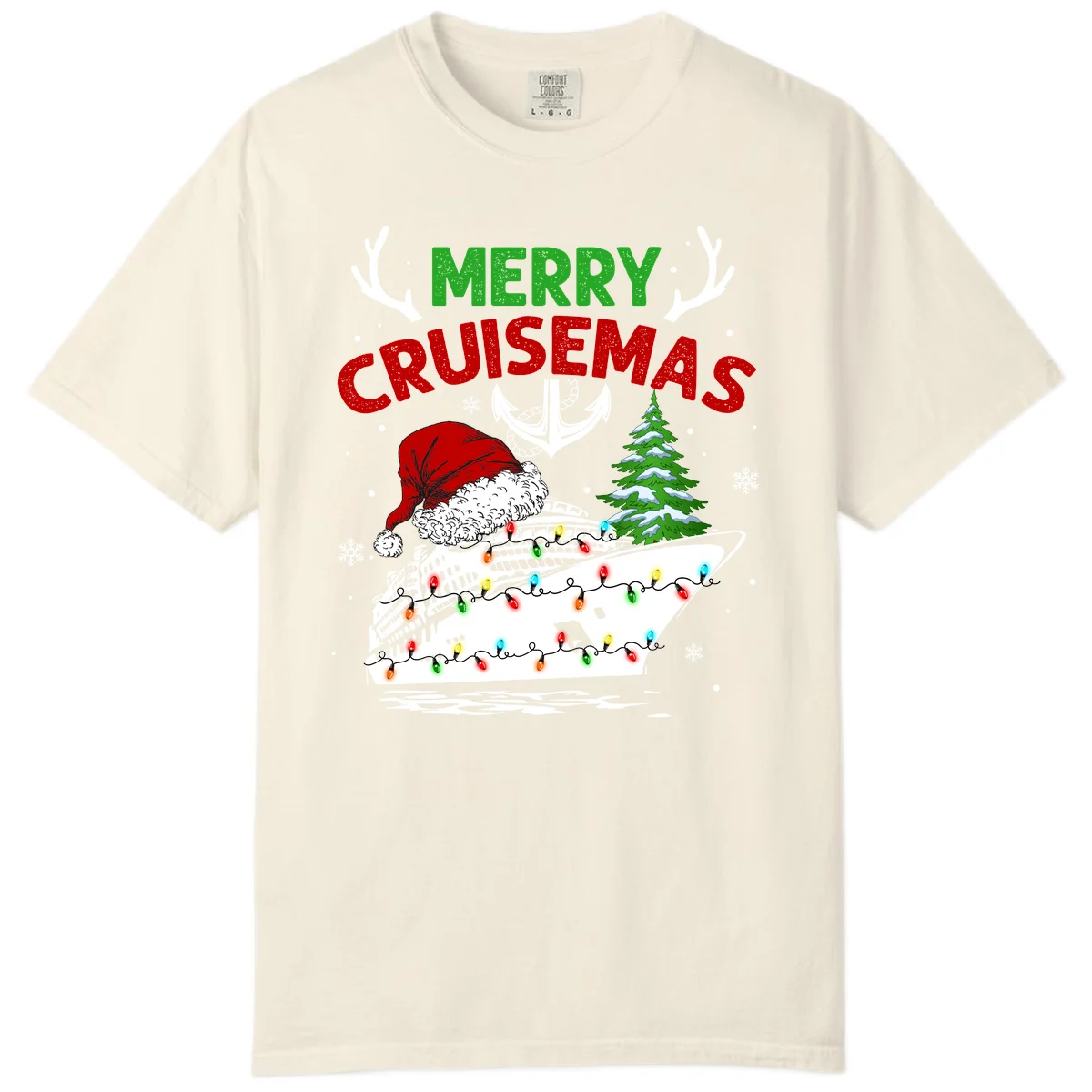 Merry Cruisemas Comfort Color T-Shirt in Ivory