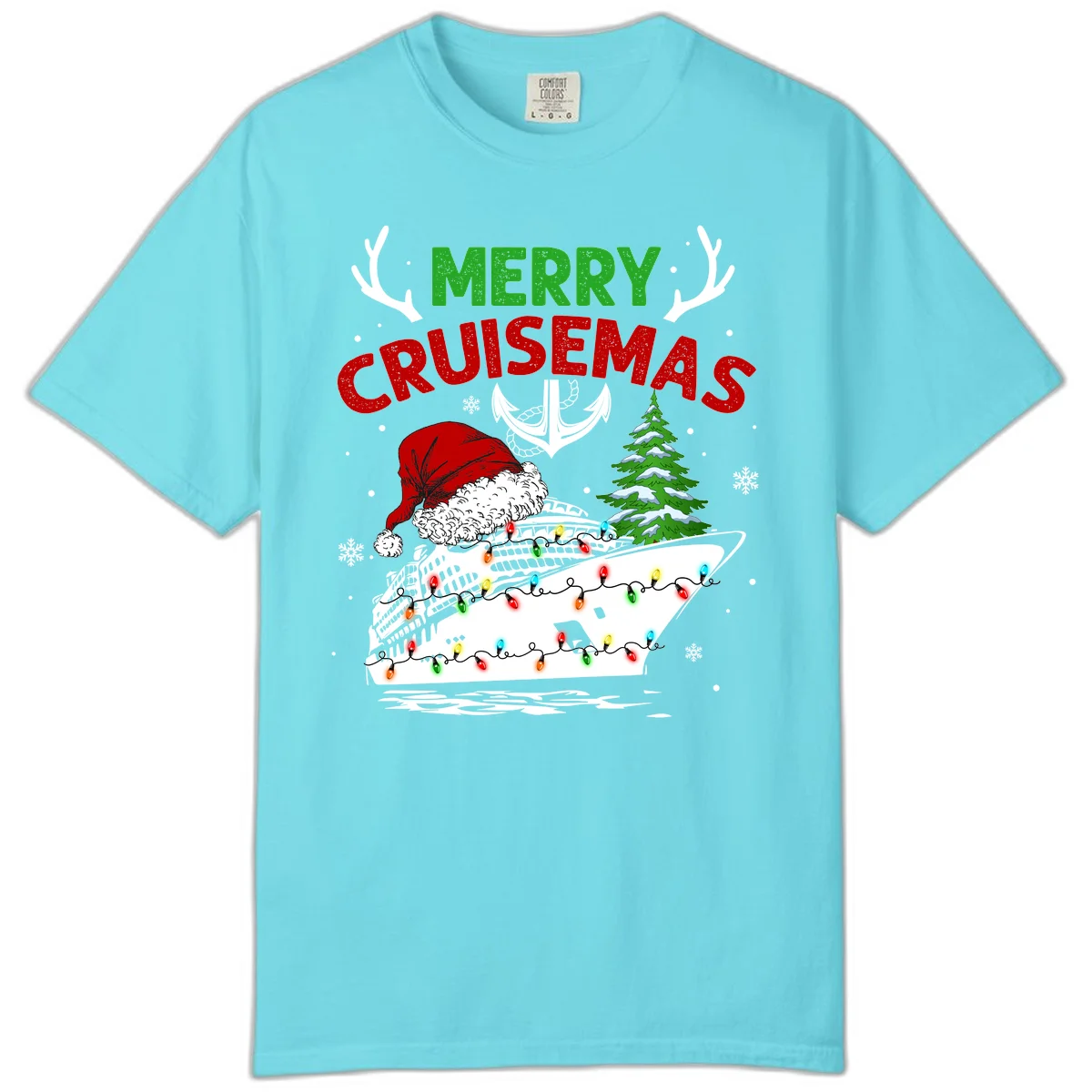 Merry Cruisemas Comfort Color T-Shirt in Lagoon Blue