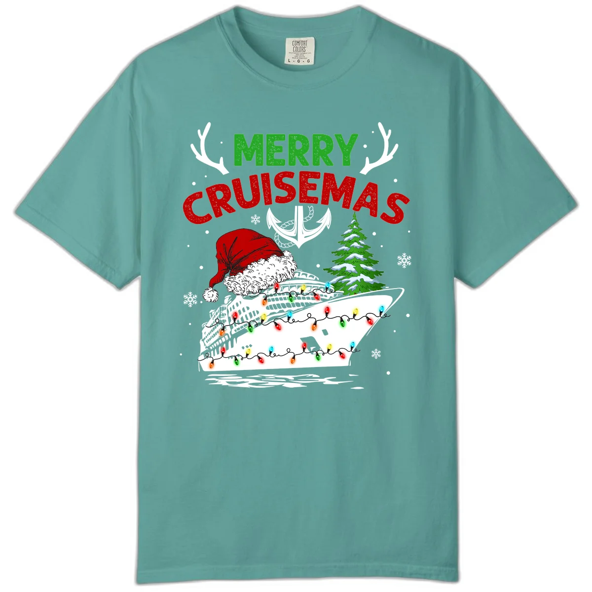 Merry Cruisemas Comfort Color T-Shirt in Seafoam