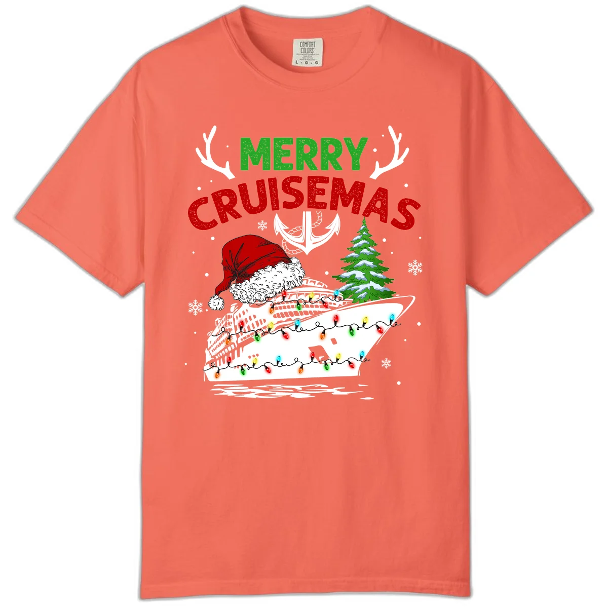 Merry Cruisemas Comfort Color T-Shirt in Bright Salmon
