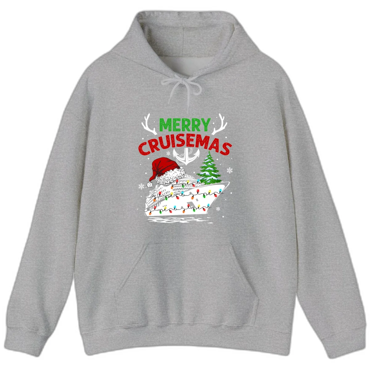 Merry Cruisemas Christmas Hoodie in Sport Grey