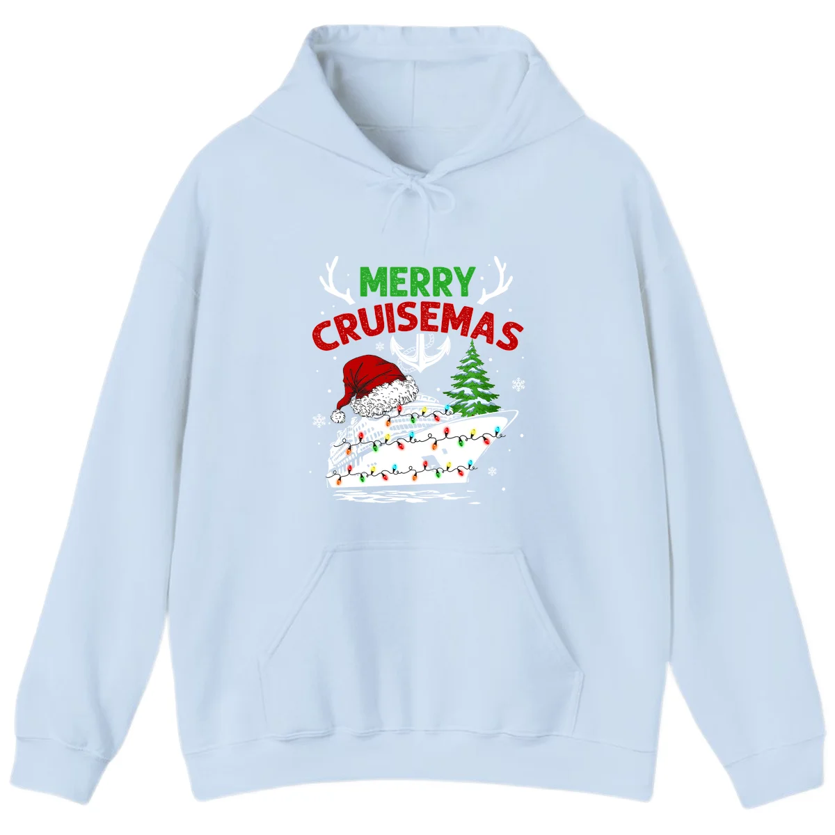 Merry Cruisemas Christmas Hoodie in Light Blue