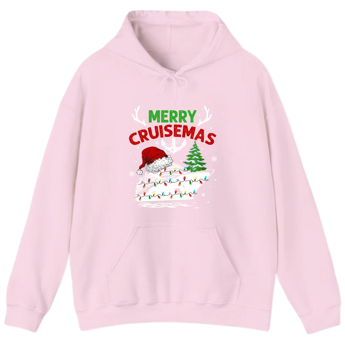 Merry Cruisemas Christmas Hoodie in Light Pink