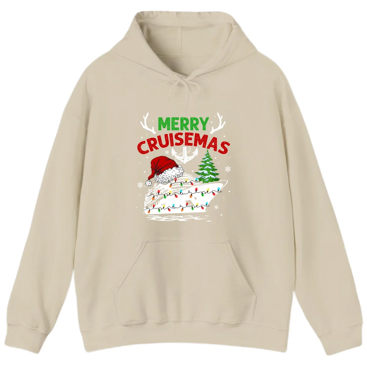Merry Cruisemas Christmas Hoodie in Sand