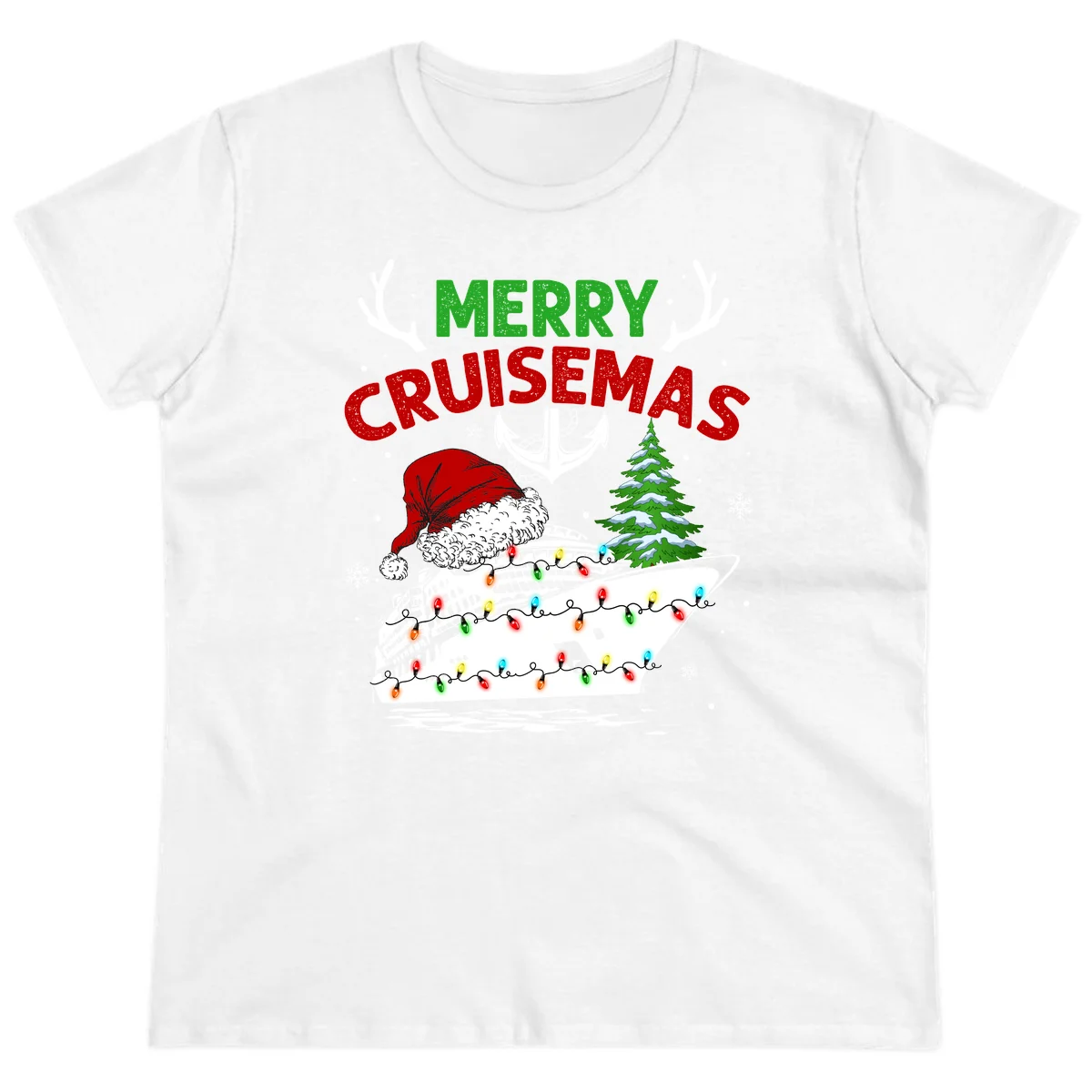 Merry Cruisemas Ladies Cruise Tee in White
