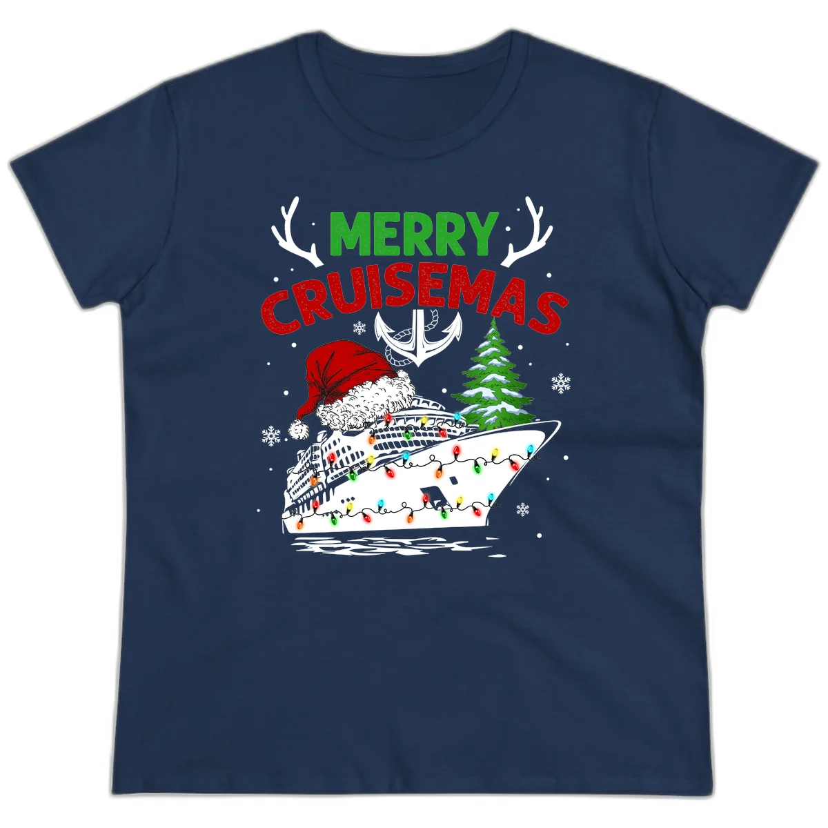 Merry Cruisemas Ladies Cruise Tee in Navy