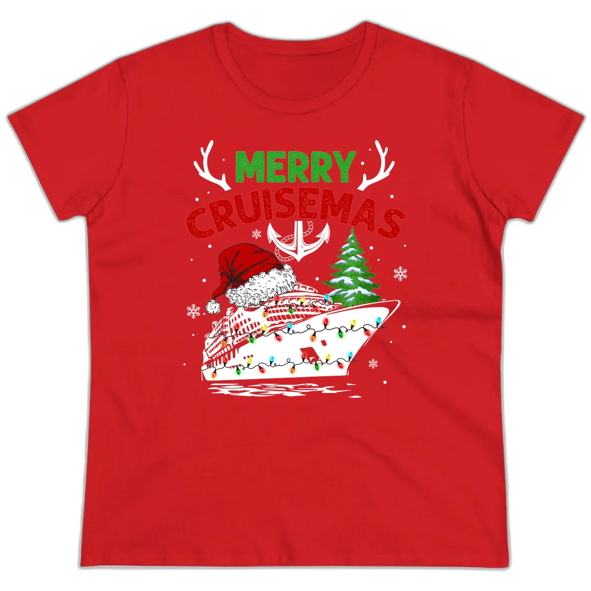 Merry Cruisemas Ladies Cruise Tee in Red