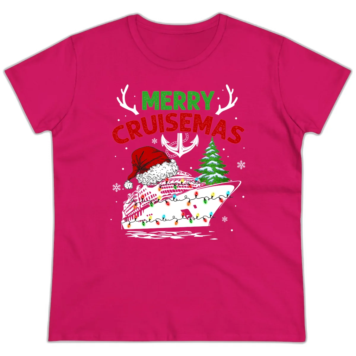 Merry Cruisemas Ladies Cruise Tee in Heliconia