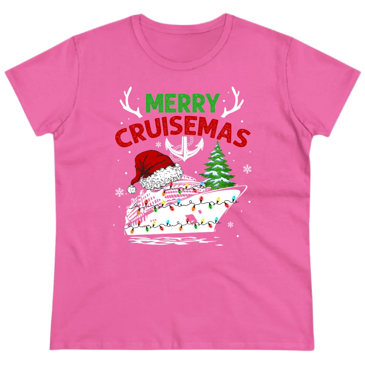 Merry Cruisemas Ladies Cruise Tee in Azalea