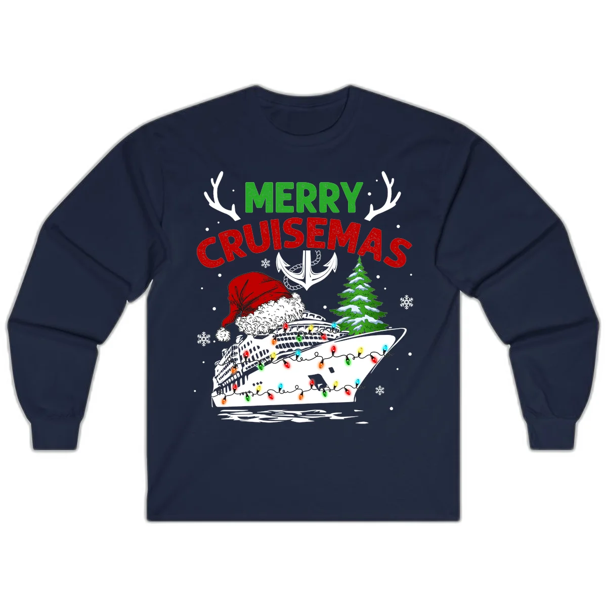 Merry Cruisemas Long Sleeve Shirt in Navy