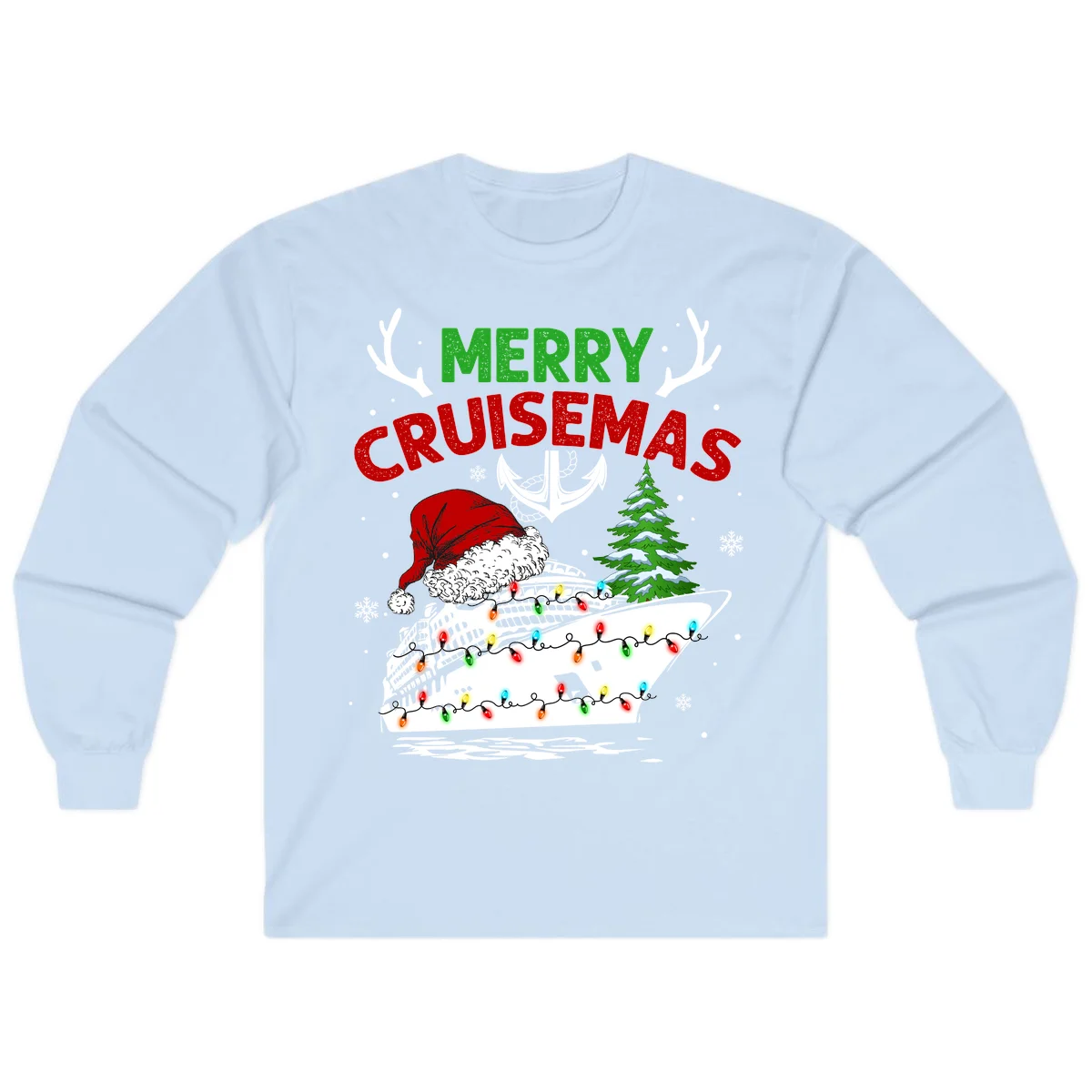 Merry Cruisemas Long Sleeve Shirt in Light Blue
