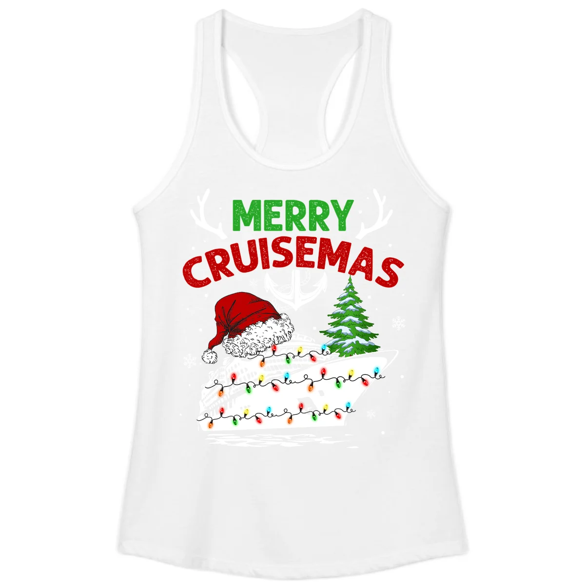 Merry Cruisemas Ladies Tank Top in White