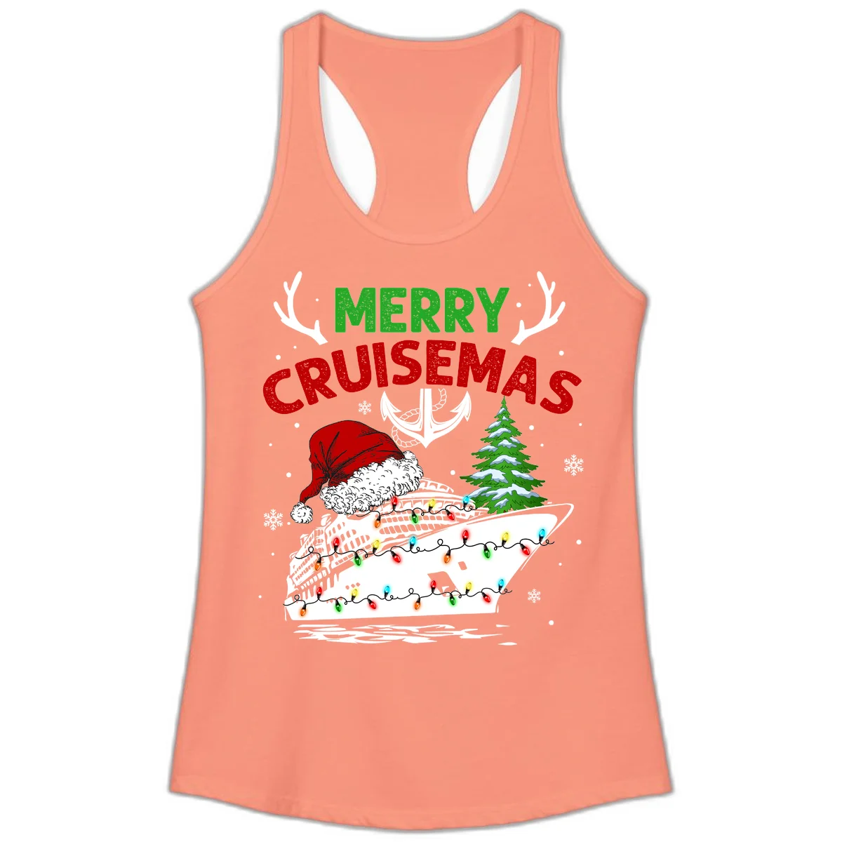 Merry Cruisemas Ladies Tank Top in Solid Light Orange