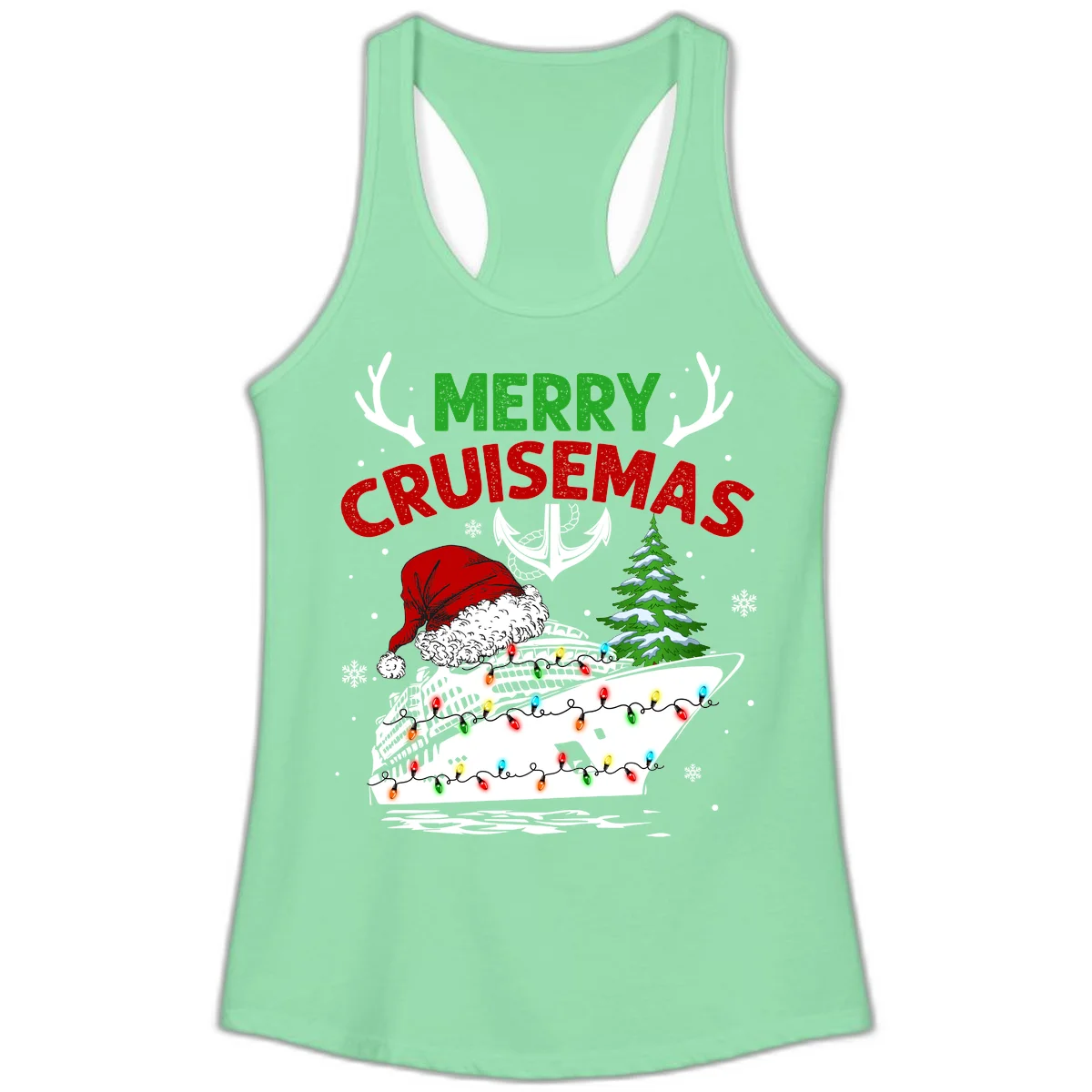 Merry Cruisemas Ladies Tank Top in Solid Mint