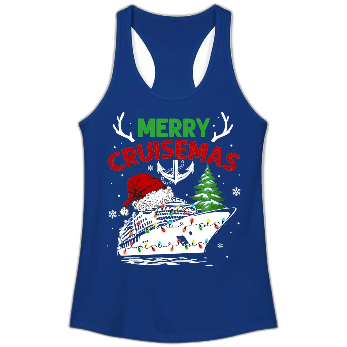 Merry Cruisemas Ladies Tank Top in Solid Royal