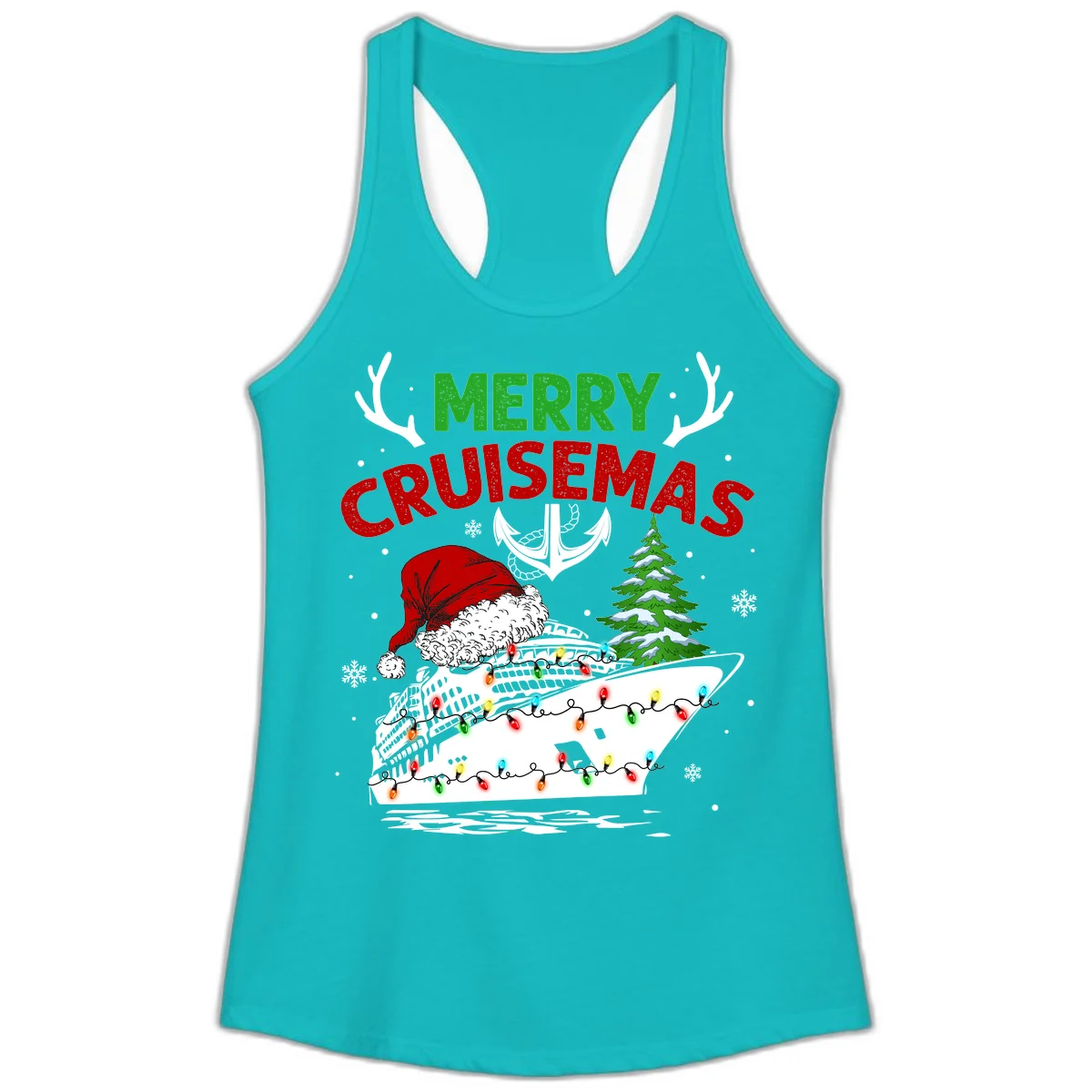 Merry Cruisemas Ladies Tank Top in Tahiti Blue