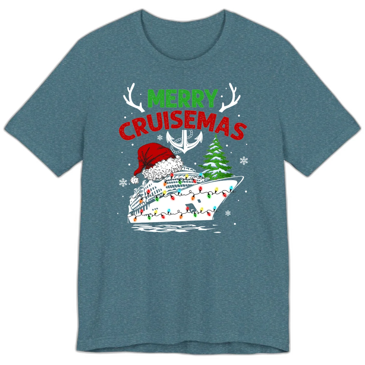 Merry Cruisemas Christmas Cruise Premium T-Shirt in Heather Deep Teal