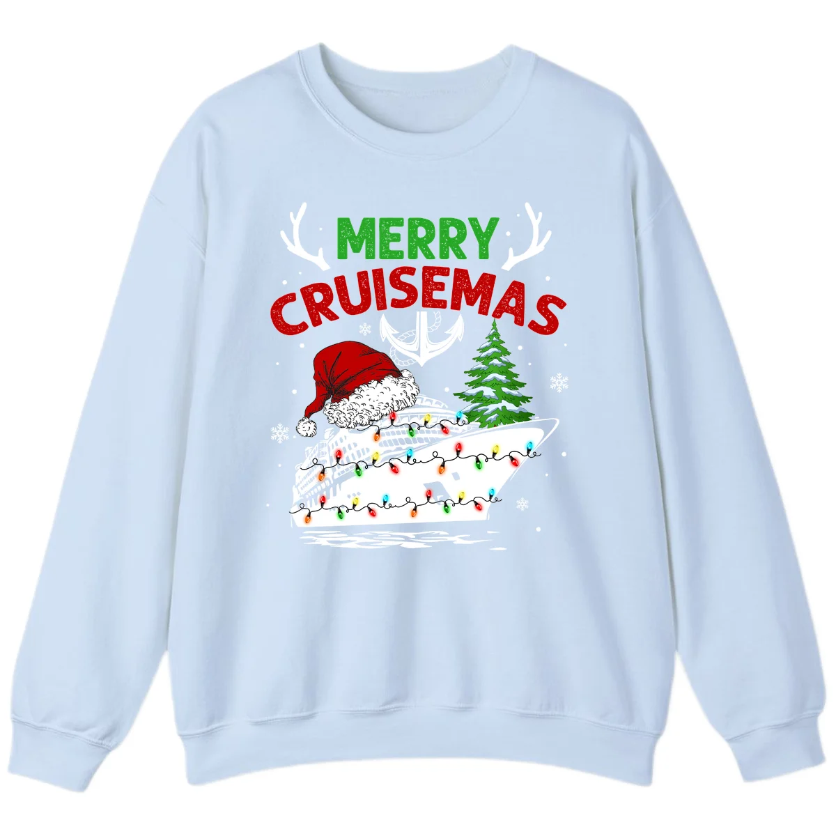 Merry Cruisemas Holiday Sweatshirt in Light Blue