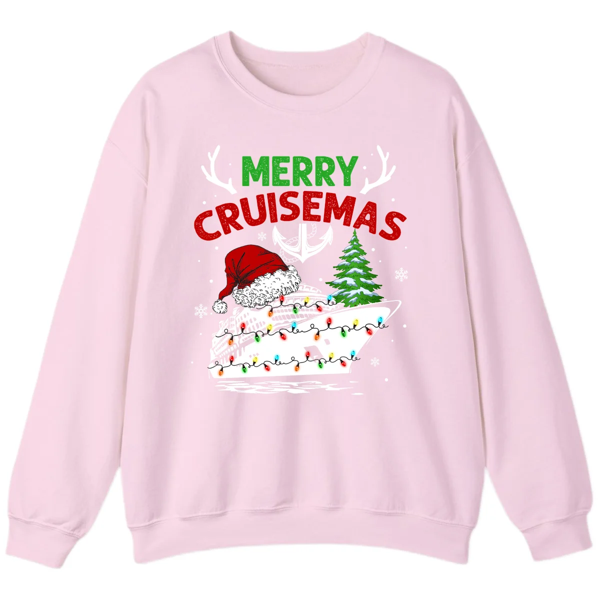 Merry Cruisemas Holiday Sweatshirt in Light Pink