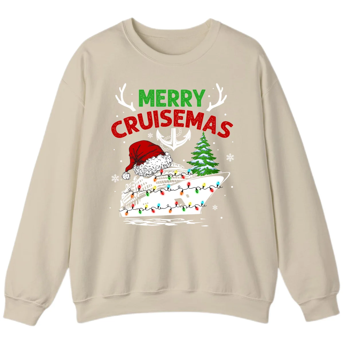 Merry Cruisemas Holiday Sweatshirt in Sand