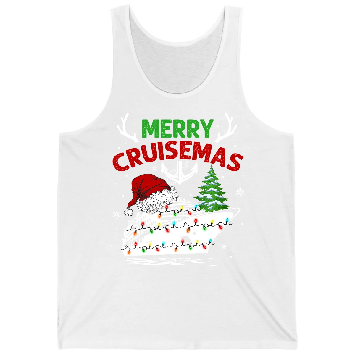 Merry Cruisemas Holiday Tank Top in White