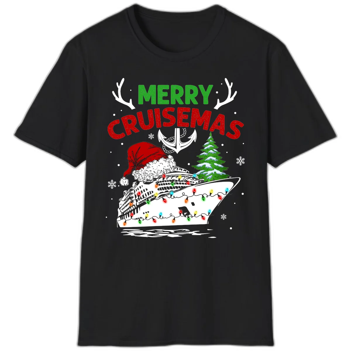 Merry Cruisemas Holiday Cruise T-Shirt in Black