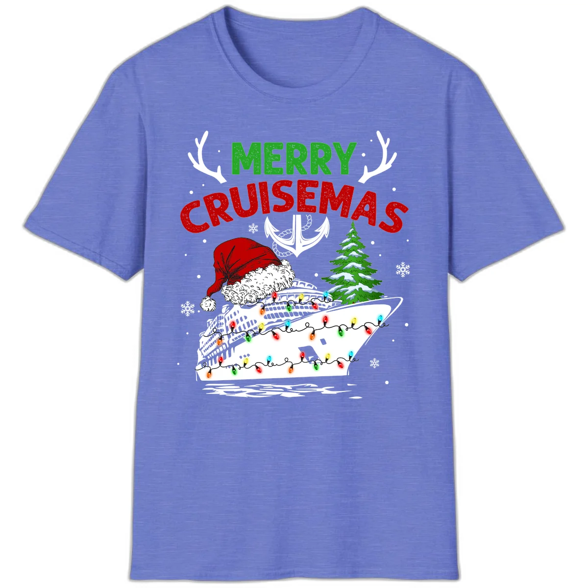 Merry Cruisemas Holiday Cruise T-Shirt in Heather Royal