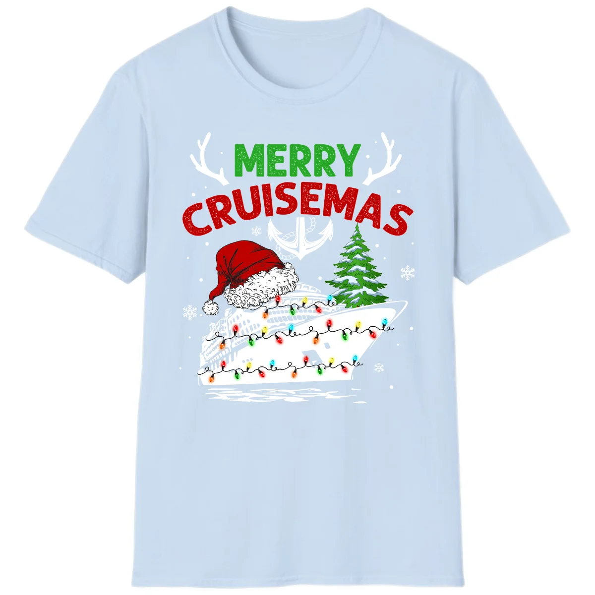 Merry Cruisemas Holiday Cruise T-Shirt in Light Blue