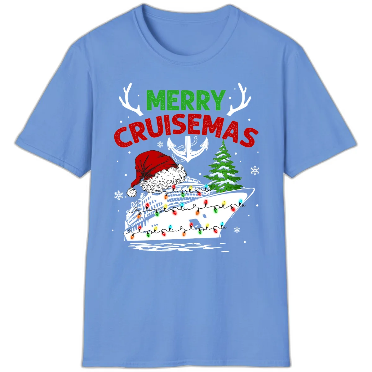 Merry Cruisemas Holiday Cruise T-Shirt in Carolina Blue