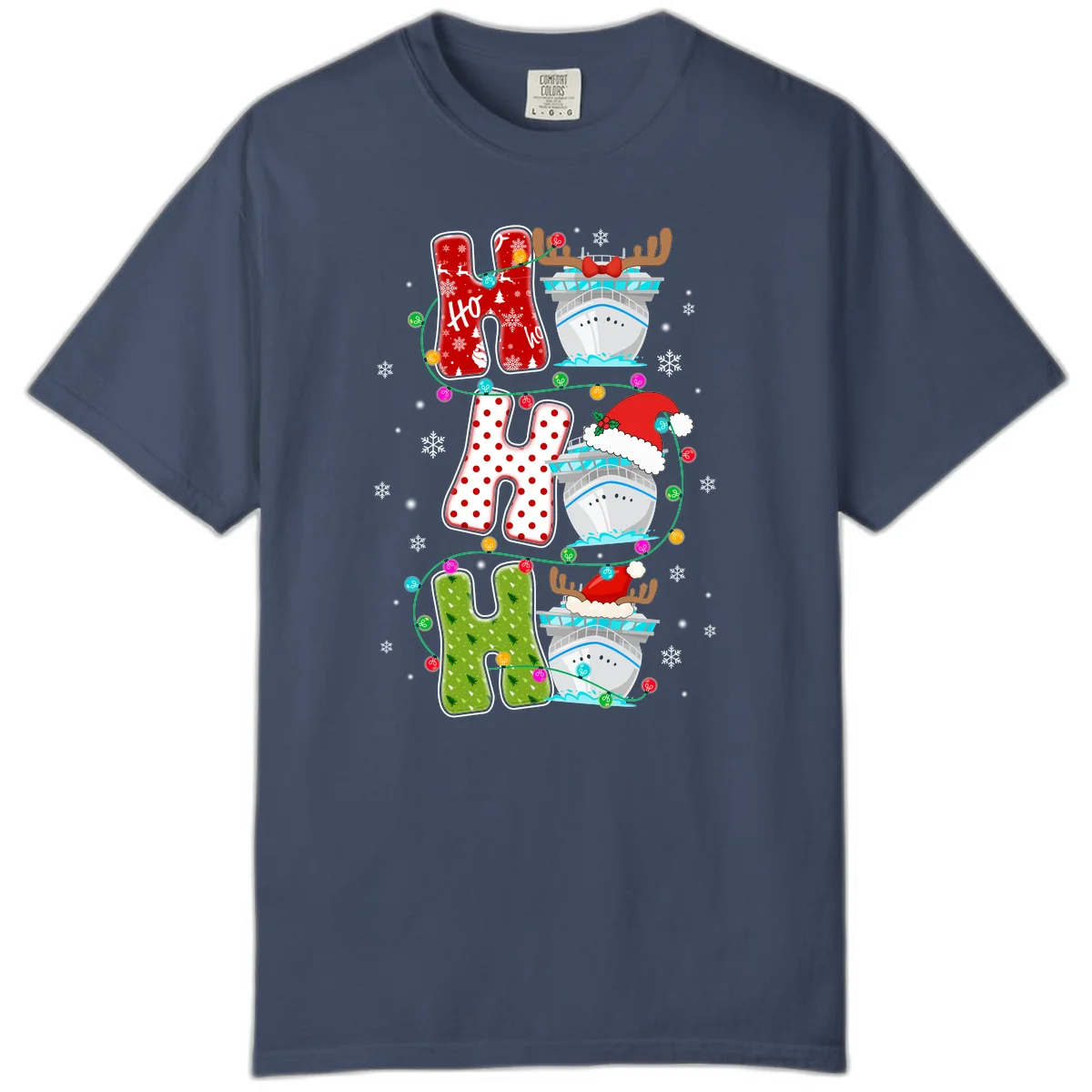 Ho Ho Ho Cruise Christmas Comfort Color Tee in Midnight