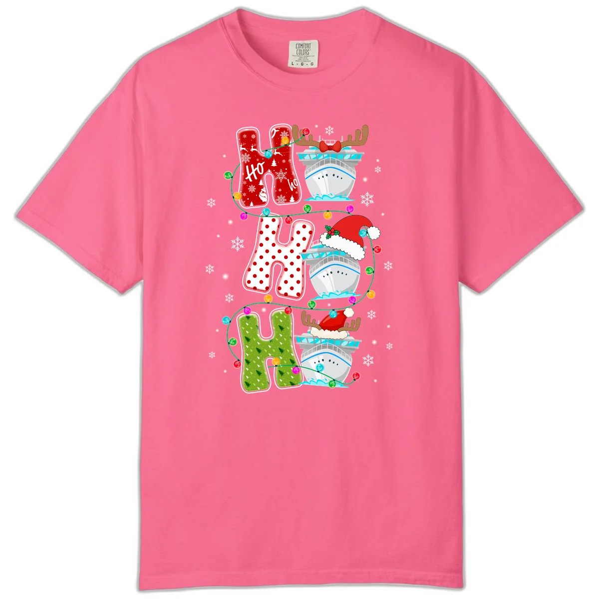 Ho Ho Ho Cruise Christmas Comfort Color Tee in Crunchberry