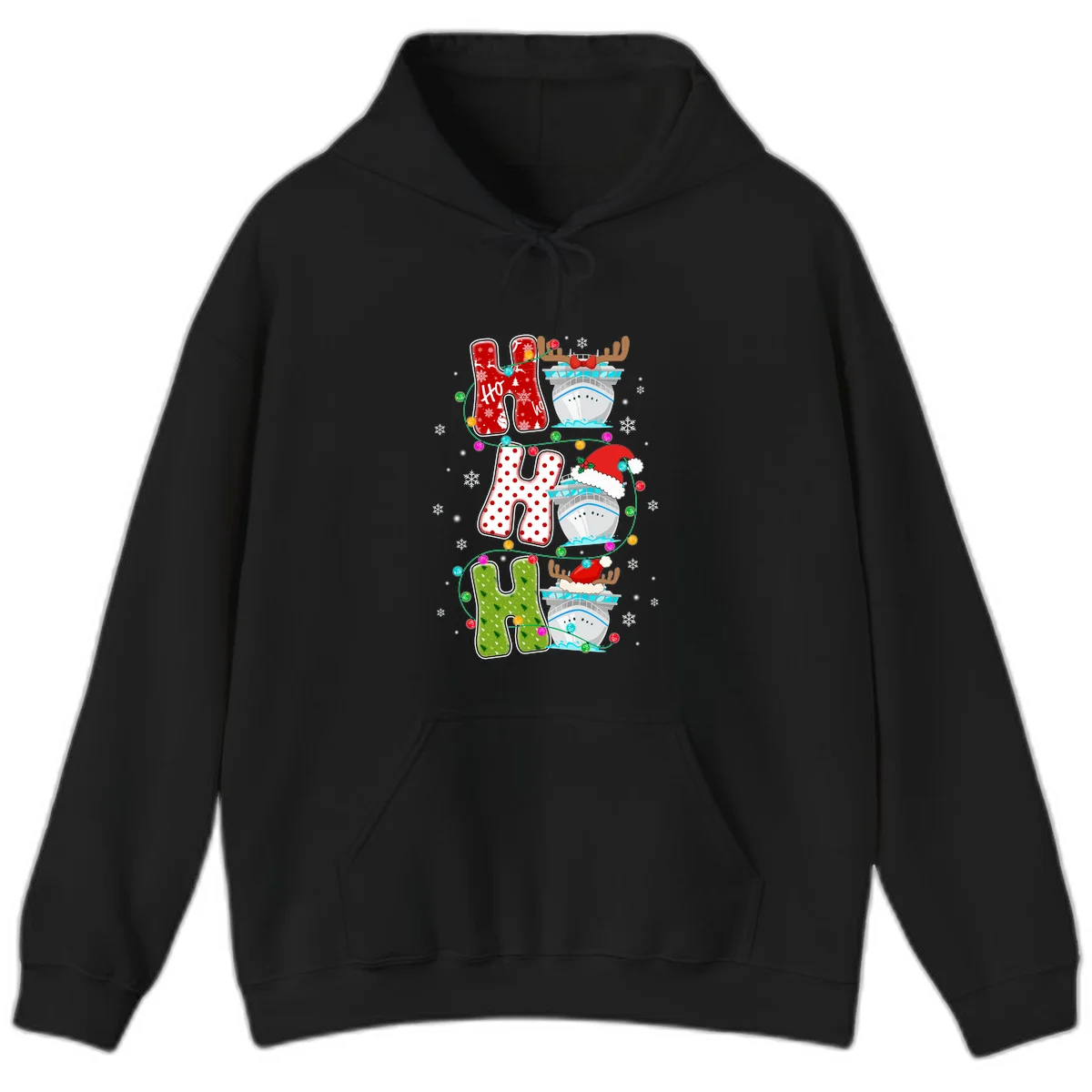 Ho Ho Ho Cruise Christmas Hoodie in Black