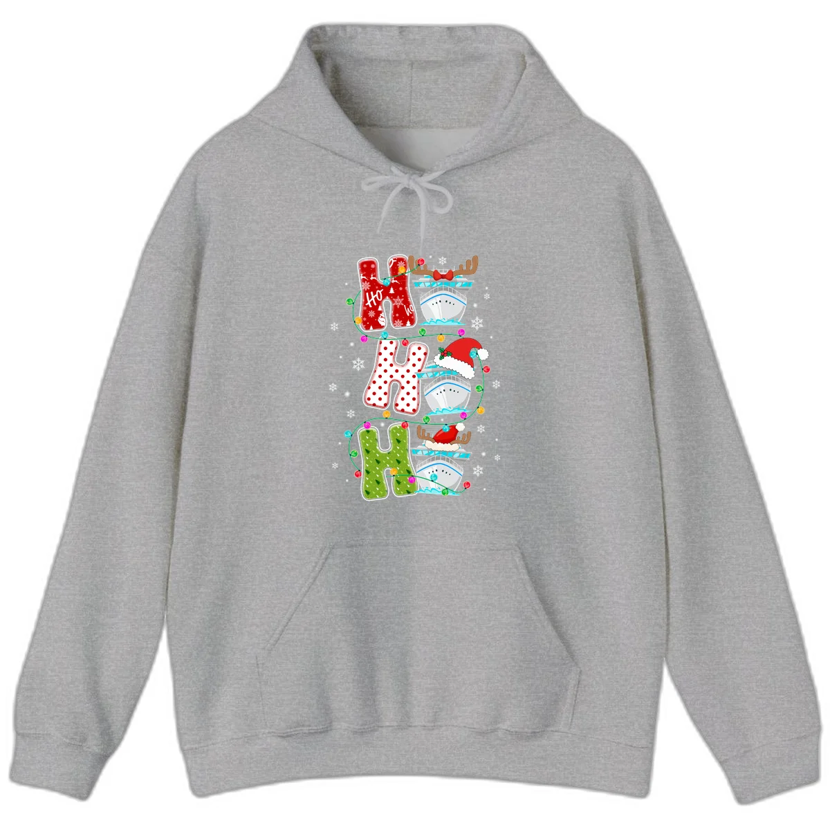 Ho Ho Ho Cruise Christmas Hoodie in Sport Grey