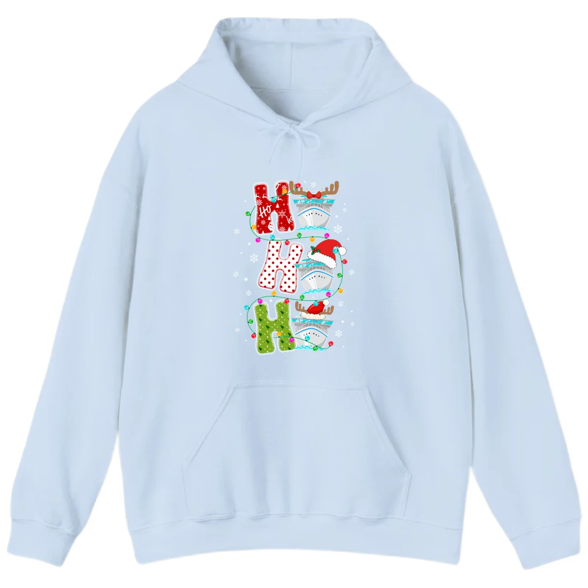 Ho Ho Ho Cruise Christmas Hoodie in Light Blue