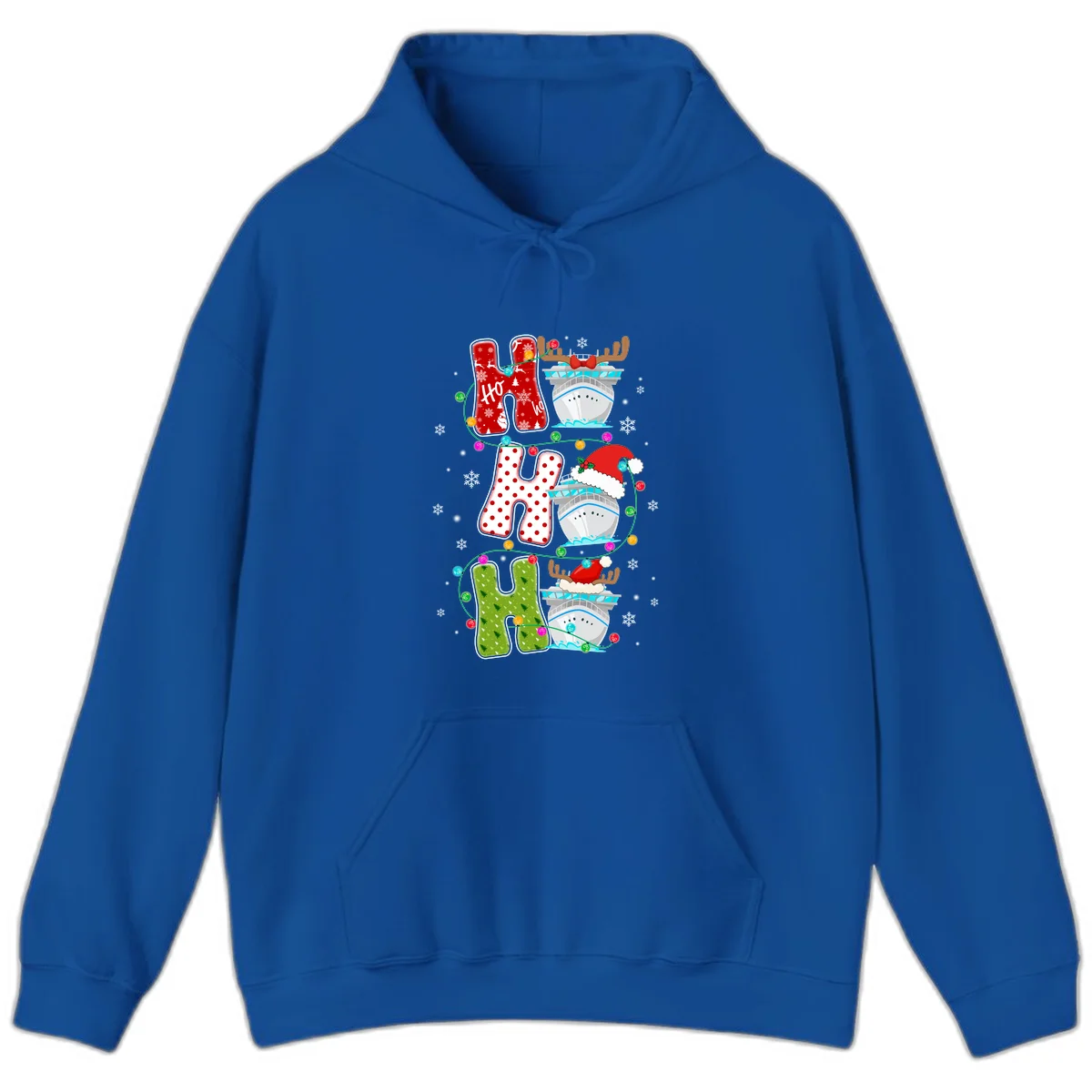 Ho Ho Ho Cruise Christmas Hoodie in Royal