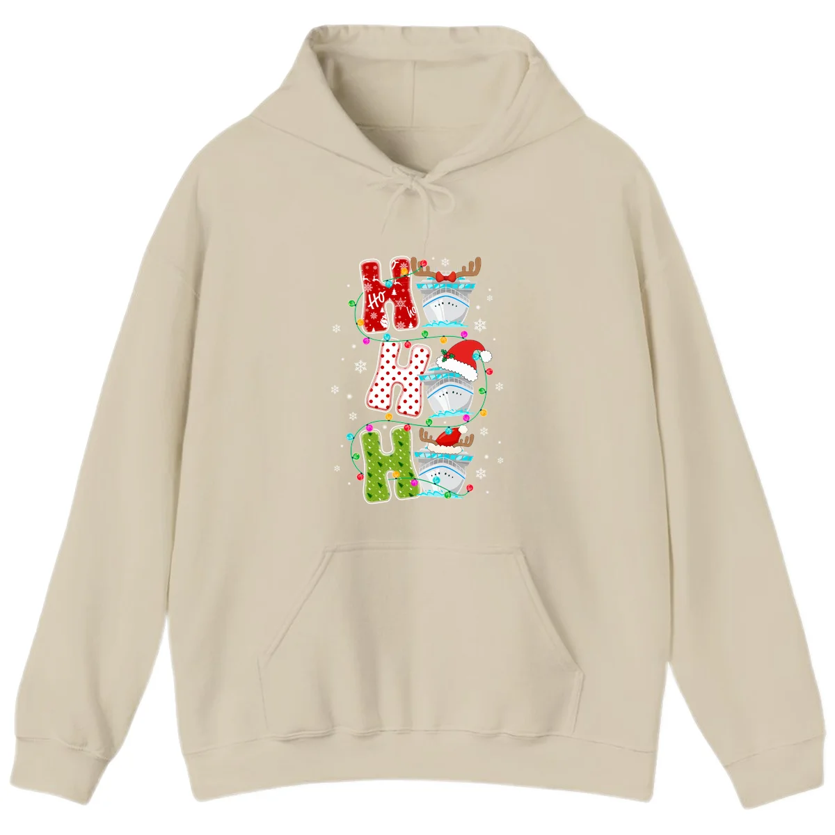 Ho Ho Ho Cruise Christmas Hoodie in Sand